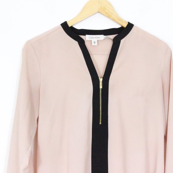 *Calvin Klein Women's Zip-Front Blouse Pink - Picture 4 of 6